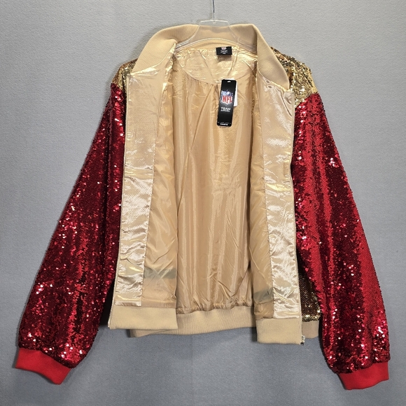 San Francisco 49ers 4XL Women’s Official NFL Two-Tone Team  Sequin JacketNew - Picture 4 of 13